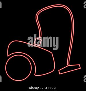 Neon vacuum cleaner red color vector illustration flat style light image Stock Vector
