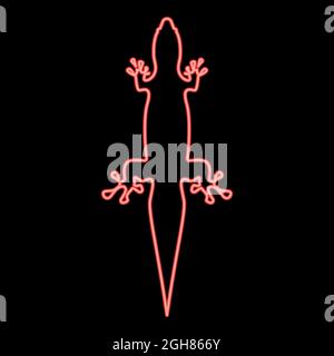 Neon lizard red color vector illustration flat style light image Stock Vector
