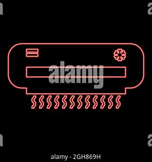 Neon air conditioner red color vector illustration flat style light image Stock Vector