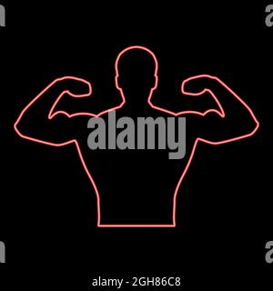 Neon bodyblder it is the red color vector illustration flat style light image Stock Vector