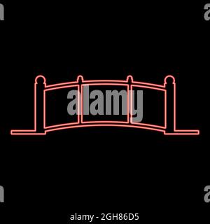 Neon bridge red color vector illustration flat style light image Stock Vector