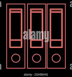 Neon folders red color vector illustration flat style light image Stock Vector