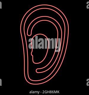 Neon ear red color vector illustration flat style light image Stock Vector