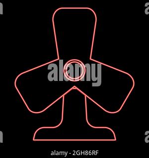 Neon fan red color vector illustration flat style light image Stock Vector