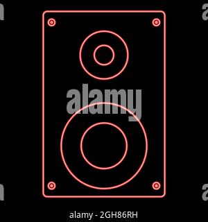 Neon loud speaker red color vector illustration flat style light image Stock Vector