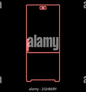 Neon refrigerator red color vector illustration flat style light image Stock Vector