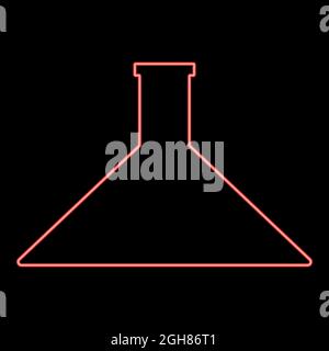 Neon flask red color vector illustration flat style light image Stock Vector
