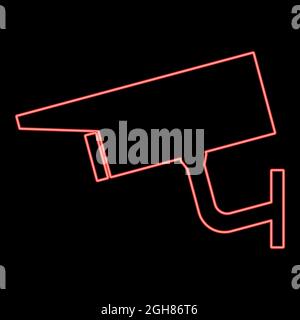 Neon video surveillance red color vector illustration flat style light image Stock Vector