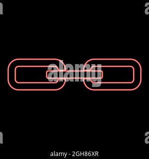 Neon chain link red color vector illustration flat style light image Stock Vector
