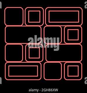 Neon tile red color vector illustration flat style light image Stock Vector