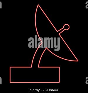 Neon satellite red color vector illustration flat style light image Stock Vector