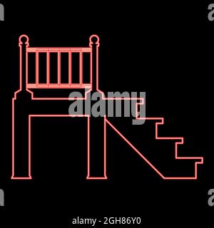 Neon porch red color vector illustration flat style light image Stock Vector