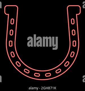 Neon horseshoe red color vector illustration flat style light image Stock Vector