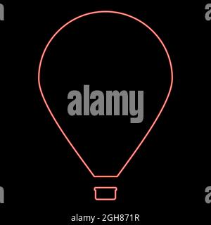 Neon hot air balloon red color vector illustration flat style light image Stock Vector