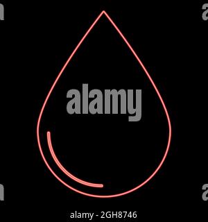 Neon drop red color vector illustration flat style light image Stock Vector