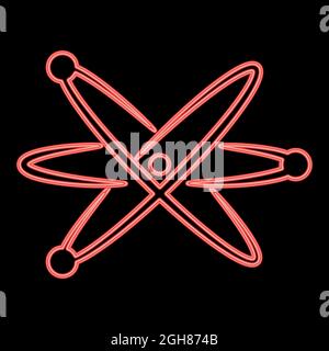 Neon atom red color vector illustration flat style light image Stock Vector