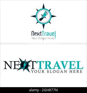 Travel trip adventure compass foot logo design Stock Vector