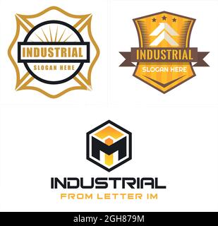 Modern industrial emblem Fire department logo design Stock Vector