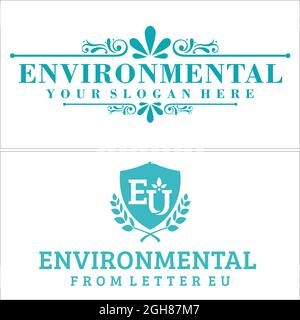 Environmental art ornamental shield logo design Stock Vector