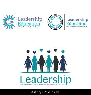 Leadership education people women care logo design Stock Vector