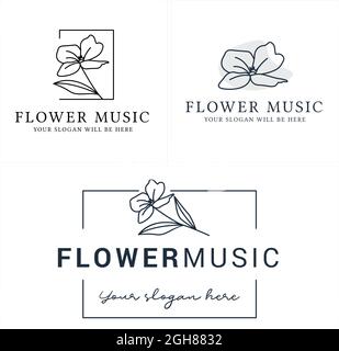 Entertainment flower arts music logo design Stock Vector
