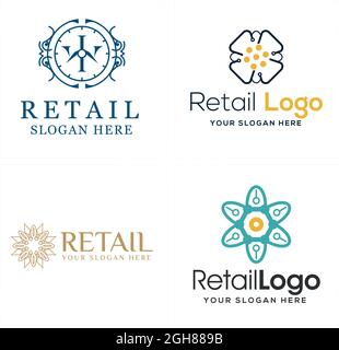 Retail wall clock ornament luxury business logo design Stock Vector