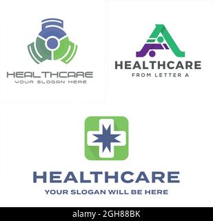 Healthcare people medical cross hospital logo design Stock Vector
