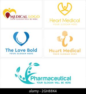 Medical pharmaceutical healthcare people logo design Stock Vector