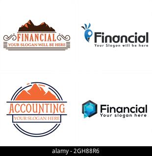 Accounting financial with mountain and diamond logo design  Stock Vector
