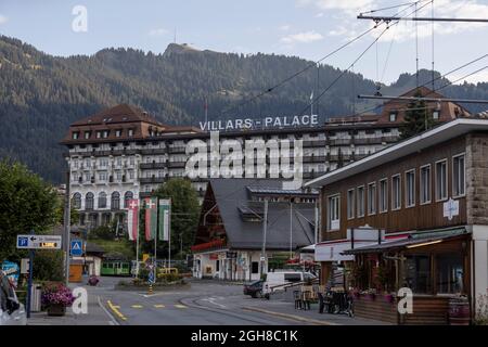 Villars-sur-Ollon, mountain village set in the western Swiss Vaud Alps region. Stock Photo