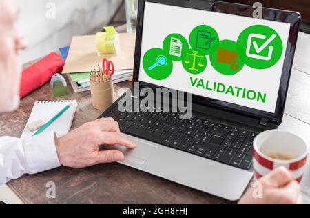 Validation concept shown on a laptop screen Stock Photo