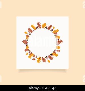 Autumn season round frame design with free space for text. Vector illustration Stock Vector