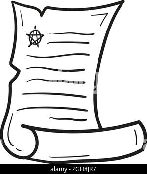 Hand drawn piece of paper spell icon in doodle style isolated. Stock Vector