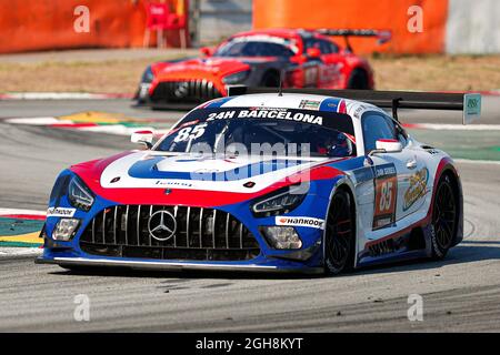 Drivers: Charles Putman, Charles Espenlaub, Joe Foster and Shane Lewis of CP Racing with Mercedes-AMG GT3 during the HANKOOK 24H BARCELONA 2021 Race at Circuit de Catalunya. Stock Photo