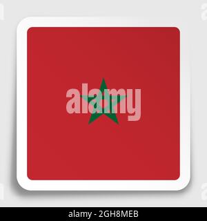 MOROCCO flag icon on paper square sticker with shadow. Button for mobile application or web. Vector Stock Vector