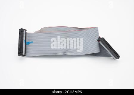 Closeup shot of an IDE flex cable isolated on a white background Stock Photo