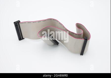 Closeup shot of an IDE flex cable isolated on a white background Stock Photo