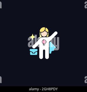 Women career RGB color icon for dark theme Stock Vector