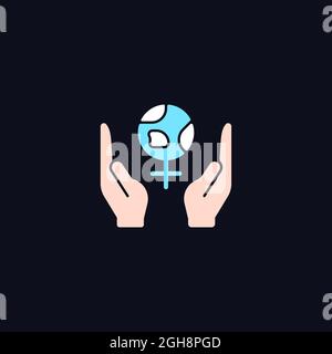 Feminism support RGB color icon for dark theme Stock Vector