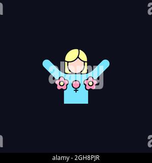 Radical feminism RGB color icon for dark theme Stock Vector