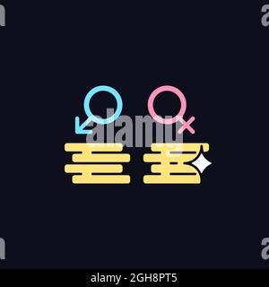 Workplace gender equality RGB color icon for dark theme Stock Vector