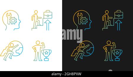 Motivation at work gradient icons set for dark and light mode Stock Vector