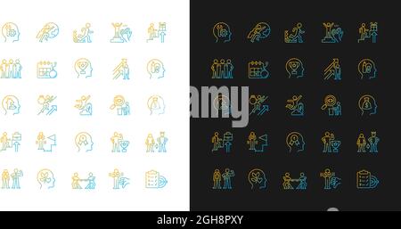 Motivation gradient icons set for dark and light mode Stock Vector