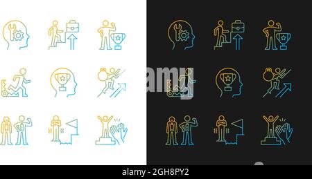 Strong motivation gradient icons set for dark and light mode Stock Vector