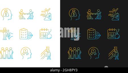 Motivation stimulus gradient icons set for dark and light mode Stock Vector