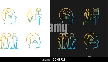 Motivational boosters gradient icons set for dark and light mode Stock Vector