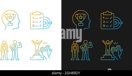Intrinsic motivation gradient icons set for dark and light mode Stock Vector