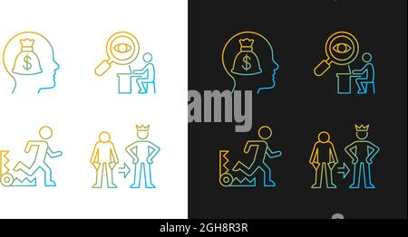 Extrinsic motivation gradient icons set for dark and light mode Stock Vector