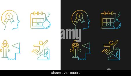 Motivation to win gradient icons set for dark and light mode Stock Vector