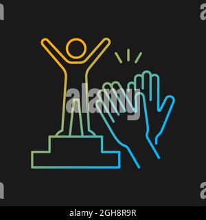 Recognition and approval motivation gradient vector icon for dark theme Stock Vector